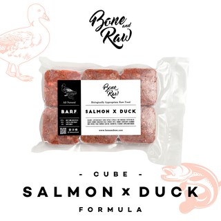 อาหารบาร์ฟ (สุนัข) BARF. สูตรปลาแซลมอนผสมเป็ด | (CUBE) - Salmon X Duck Formula