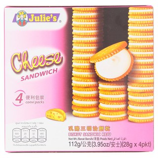 ✨นาทีทอง✨ จูลี่ส์ ขนมปังกรอบ สอดไส้ครีมรสชีส 28กรัม x 4 ซอง Julies Cheese Biscuits Stuffed with Cheese Cream 28g x 4 Sa