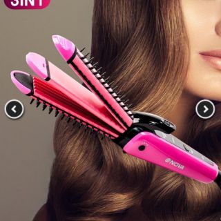 เครื่องม้วนลอนผมและหนีบผมตรง roller curler 3 in 1 ไฟฟ้า NOVA