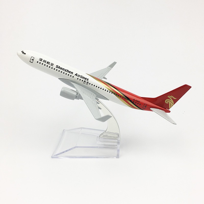 [16cm] โมเดลเครื่องบิน Shenzhen Airlines 737 (Aircraft Metal Model) เสินเจิ้น วัสดุทำจากเหล็ก พร้อมฐ