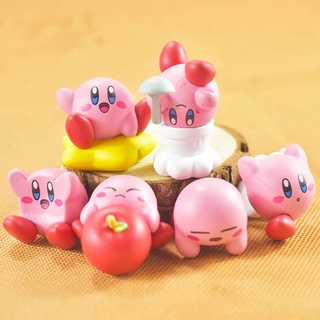 6 PCS Anime Figure Kawaii Kirby Action Figures Children Toys Boys Girls Kids Games Cute Doll Collectible Birthday Decoration Gift Toy