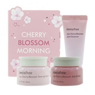 Innisfree Cherry Blossom Morning kit Set (3 items: Jelly Cream 20ml, Tone Up Cream 20ml, Cleanser 20ml)