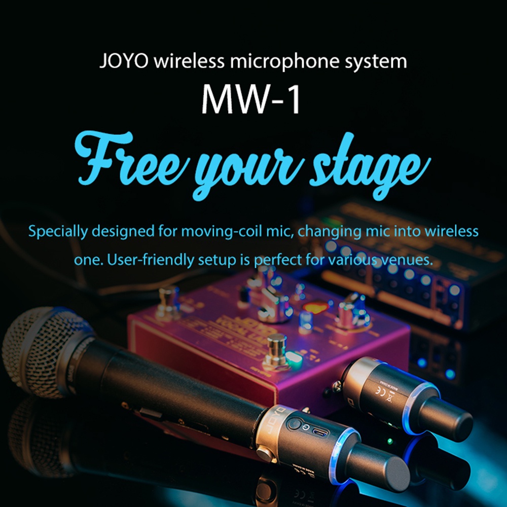 Joyo MW-1 5.8GHz ระบบไมโครโฟนไร้สาย แบบเสียบปลั๊ก ชาร์จได้ รับส่งสัญญาณไร้สาย สําหรับเอฟเฟคเตอร์ ไมโครโฟนไดนามิก