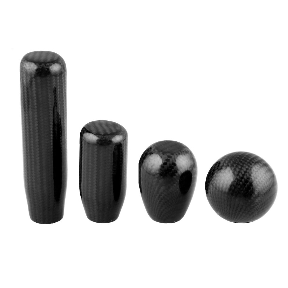 คาร์บอนไฟเบอร์จริงเกียร์ Shift Lever Knob เกียร์ธรรมดา Stick Shifter พร้อมอะแดปเตอร์ 3 ชิ้นสําหรับ Universal Car