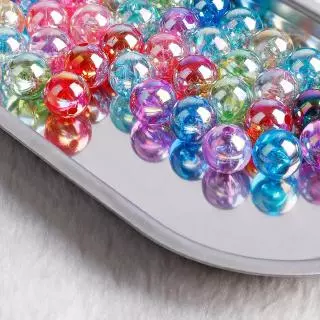 6 มม.8 มม.10 มม.Rainbow AB สีรอบลูกปัดอะคริลิคหลวม Spacer ลูกปัดสําหรับเครื่องประดับทํา DIY สร้อยข้อมือสร้อยคอ