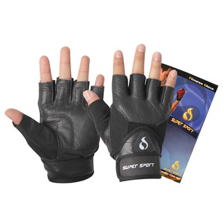 SUPER ถุงมือฟิตเนส  SPORT Fitness Gloves+WristWrap SCW04 (440)