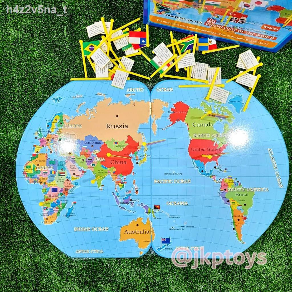 Todds & Kids Toys แผนที่โลก ปักธงชาติ ธงชาติประเทศต่างๆ Map of The ...