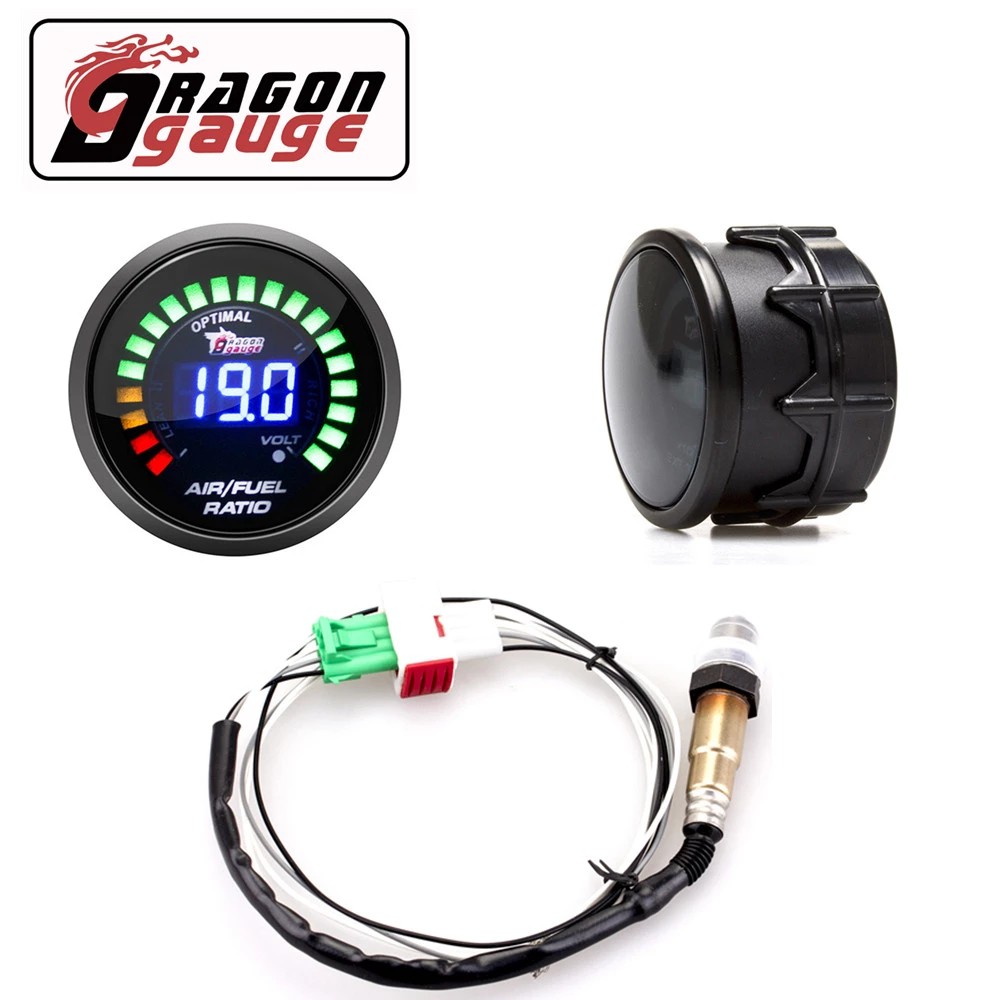 DRAGON 2 "52 มม. Air การใช้ Ratio Gauge LED Digital Display แคบ O2 เซนเซอร์ออกซิเจนรถสําหรับ 12V รถ 0258006028