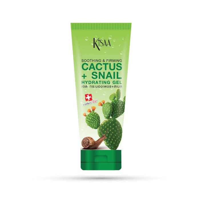 Kisaa Cactus+Snail Hydrating Gel 175g. เจลกระบองเพชรเมือกหอยทาก ใช้ได้ทุกส่วนของร่างกาย Hej Street Beauty,เฮ้สตรีทบิวตี้