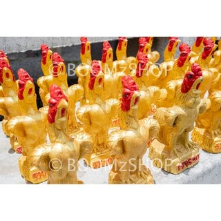 [แพ็คคู่] รูปปั้นไก่คู่ ไก่แก้บน ปูนปั้น สีทอง-สีเงิน ไก่ชนนำโชค ของมงคลวางหิ้งพระ แก้บนศาลเจ้า