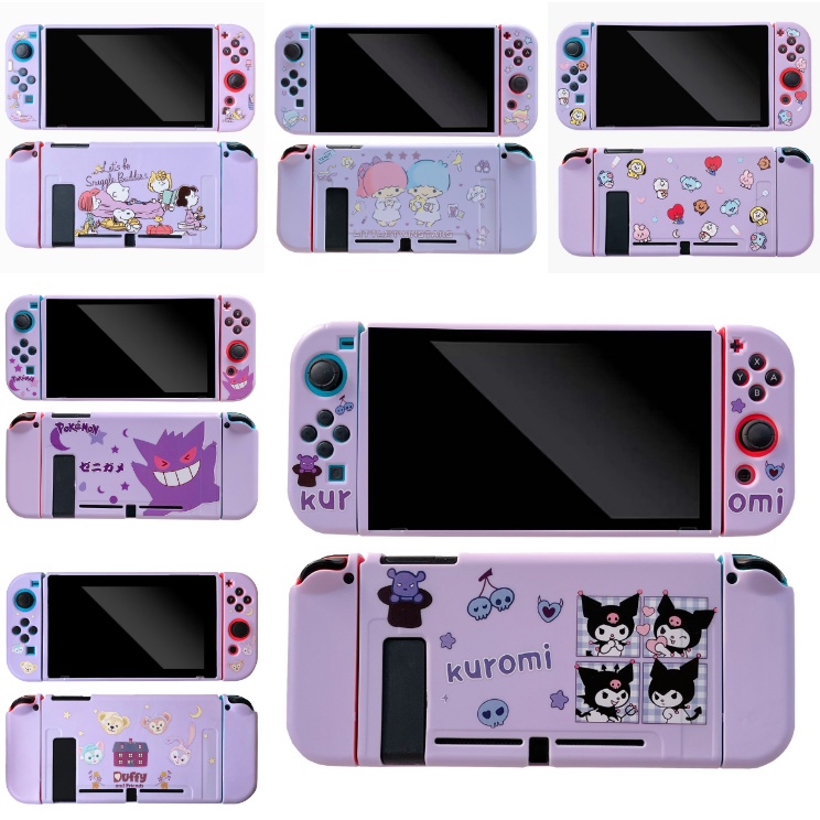 เคส TPU ป้องกันรอย ลายการ์ตูน BTS BT21 สีม่วง สําหรับ Nintendo Switch Oled