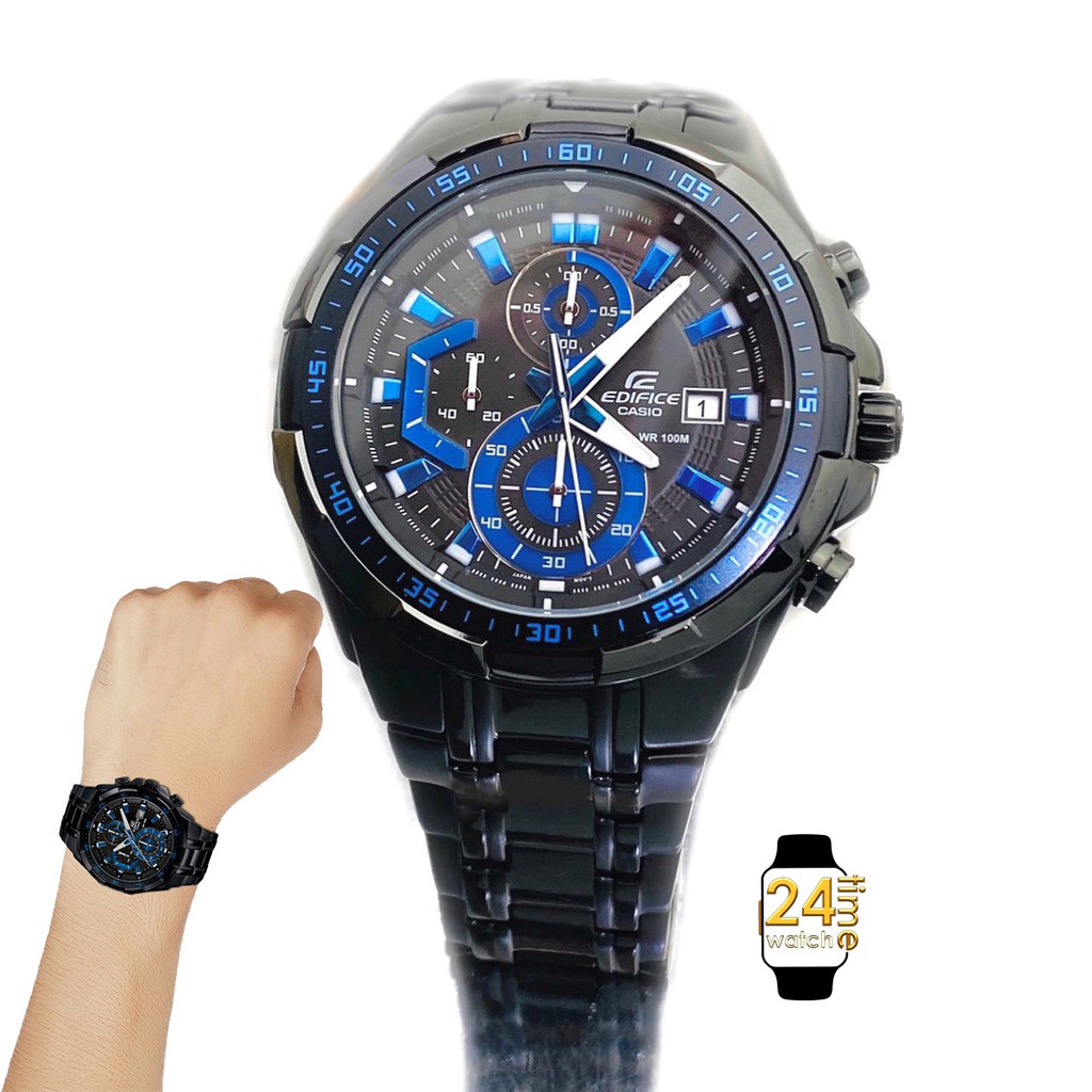casioผู้ชายแท้ นาฬิกา Edifice คาสิโอสแตนเลสสีดำ EFR-539BK-1A2 นาฬิกาข้อมือแท้เท่านั้น พร้อมประกัน