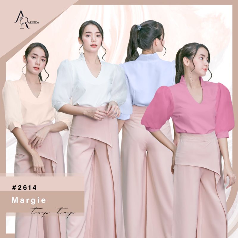 ARINDA Margie Top 2614 : เสื้อคอตั้ง ดีเทลแขนพอง