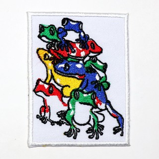 [ ตัวรีดติดเสื้อ ลาย กบ พิษ หลากสี ] Colorful Frogs Patch งานปัก DIY ตัวรีดสัตว์ ตัวรีด เสื้อ กระเป๋า อาร์ม น่ารัก แนวๆ