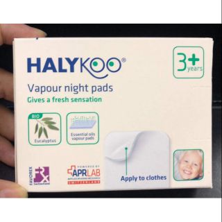 HALYKOO VAPOUR NIGHT PADS 3+years 5 pads แผ่นแปะน้ำหอม กลิ่นยูคาลิปตัส สำหรับใช้ติดบนเสื้อผ้า