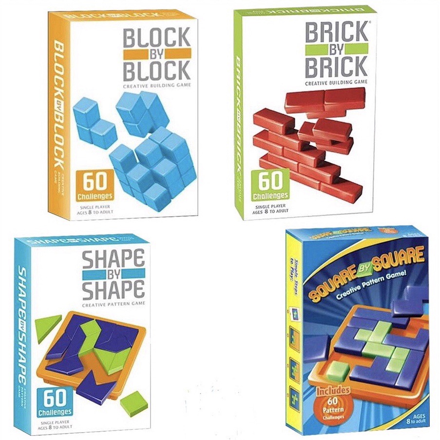 BLOCK BY BLOCK / BRICK BY BRICK / SHAPE BY SHAPE / SQUARE BY SQUARE เกมฝึกทักษะ ของเล่นเสริมพัฒนาการ แทนแกรม
