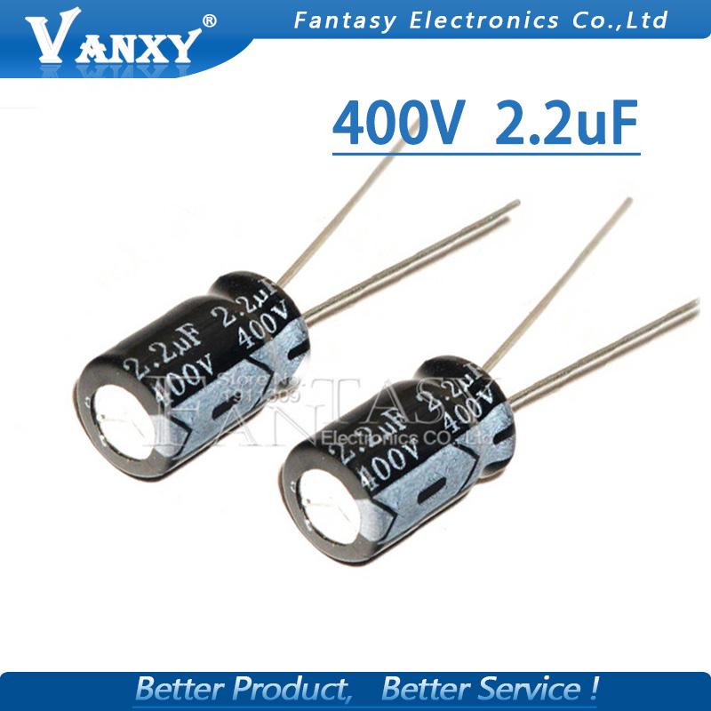 20PCS Higt quality 400V2.2UF 8*12mm 2.2UF 400V 8*12 Electrolytic capacitor