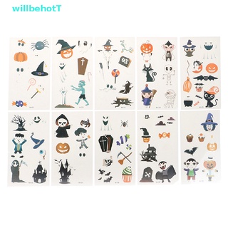 [WillbehotT] สติกเกอร์รอยสักเรืองแสง ลายแม่มด ฮาโลวีน 10 แผ่น