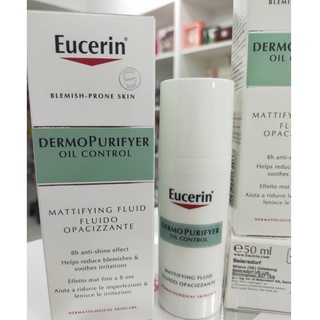 50ml ของแท้ หมดอายุ12/2023 Eucerin DermoPurifyer Oil Control Mattifying Fluid 50ml. บำรุง ลดรอยสิว สิวอุดตัน ลดความมัน