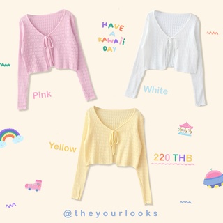 Theyourlooks ♡ พร้อมส่ง Retro tie front knit cardigan เสื้อคลุมผูกโบว์🌸🌷 (TYL252)