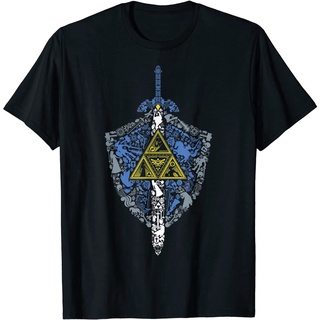 เสื้อยืดแขนสั้น คอกลม ผ้าฝ้าย พิมพ์ลายกราฟฟิค Nintendo Zelda Hylian Shield Element Icons แฟชั่นฤดูร้อน สําหรับผู้ชาย