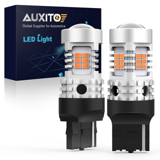 Auxito หลอดไฟเลี้ยว 7440 W21W WY21W LED 3020SMD สําหรับรถยนต์ 2 ชิ้น