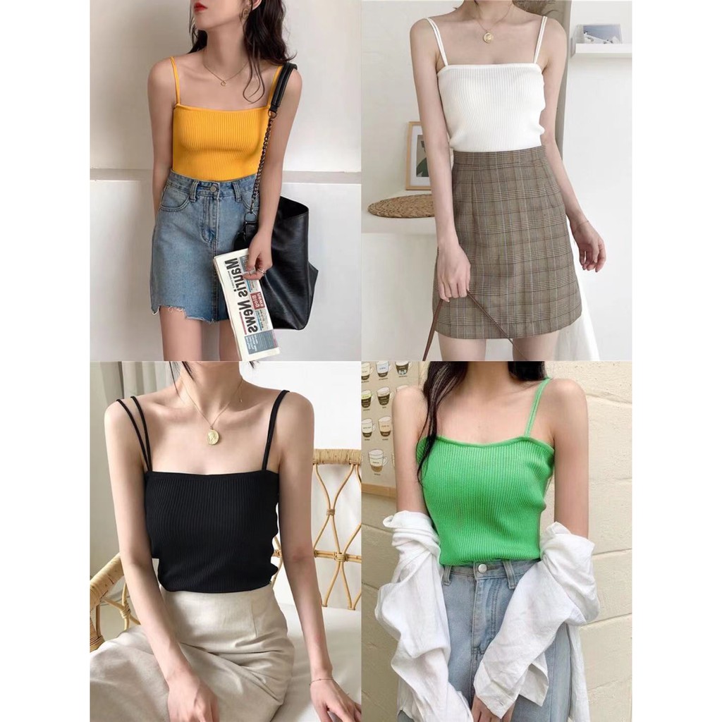 เปิดไหล่เสื้อกล้ามผ้าถักหญิงซับในซับในใส่ด้านนอกเซ็กซี่เปิดไหล่ป้องกันการปนเปื้อนบราเสื้อแขนกุดฤดูร้อน