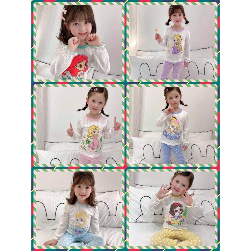 พร้อมส่ง ชุดนอนเด็กน่ารักลายเจ้าหญิง ปลายแขนขาระบาย ใส่ออกมาคุณหนูมาก