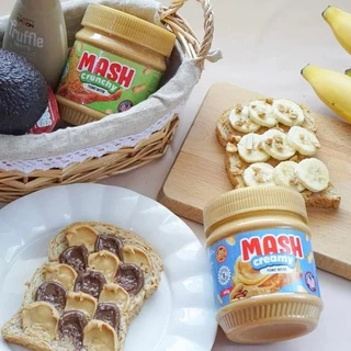 Mash Creamy & Crunchy Peanut Butter (เนยถั่วคลีน ชนิดบดละเอียดและบดหยาบ) 340g pack x2