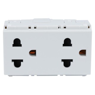 เต้ารับคู่ PHILIPS 3 ขากลมแบน สีขาว DOUBLE SOCKETS PHILIPS 3P WHITE