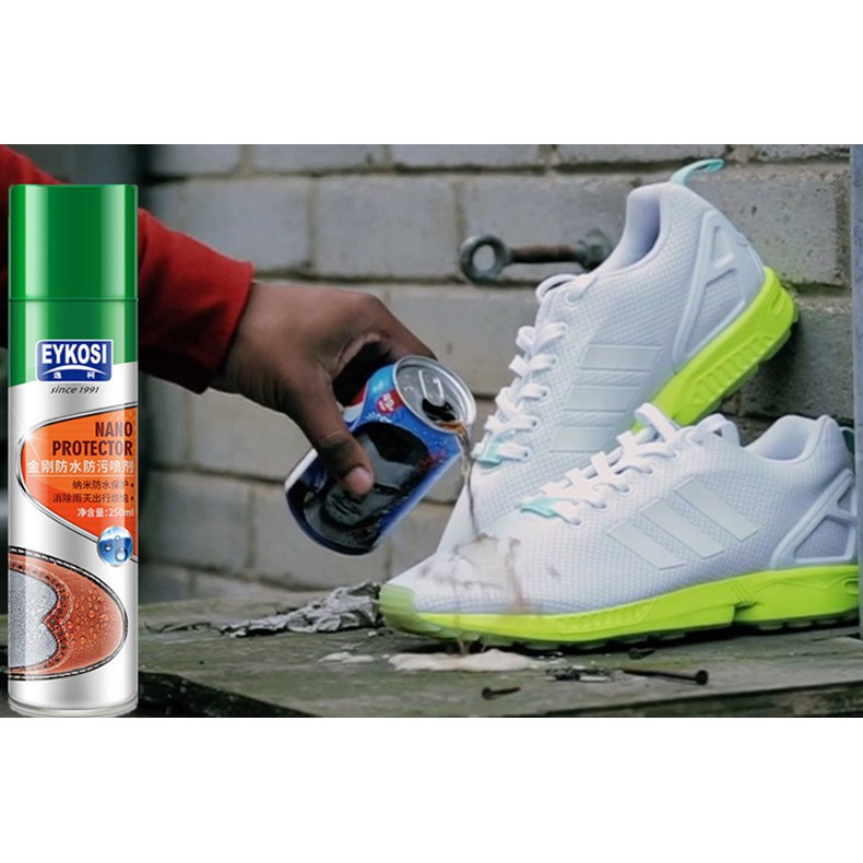 สเปรย์กันน้ำรองเท้าผ้าใบ รองเท้าหนัง เสื้อผ้า หนังกลับ เต๊นท์ กระเป๋า eykosi water proofer ใช้กันละอองน้ำและสิ่งสกปรก
