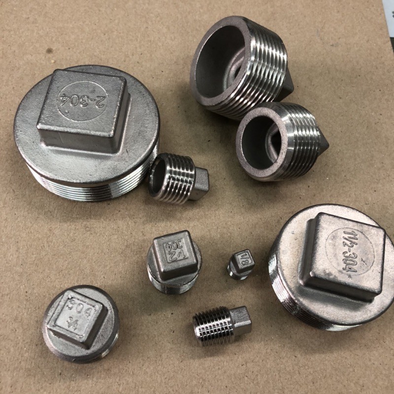 ปลั๊กอุด (เกลียวนอก SUS304) ฝาอุดเกลียวนอก ฝาปิดท่อ สแตนเลส SUS 304 1/8", 1/4", 3/8", 1/2",3/4", 1" 