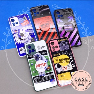 เคส Vivo Y01/Y15s Y12/Y15/Y17 Y20 Y21(2021) Y72(5G) เคสมือถือกระจกพิมพ์ลายหน้าเงา กันเลนส์กล้อง ฟรี Griptok เคสลายอาวกาศ