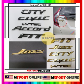 โลโก้ตราสัญลักษณ์ ด้านหลัง คาร์บอน สีทอง สําหรับ Honda Jazz Civic City I-vtec