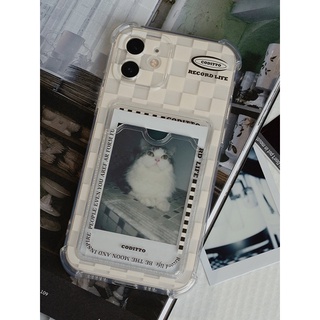 พร้องส่ง! เคสไอโฟน 13Pro Max (iPhone case 13Pro Max) เคสใส ลายตารางหมากรุกพร้อมช่องใส่การ์ด