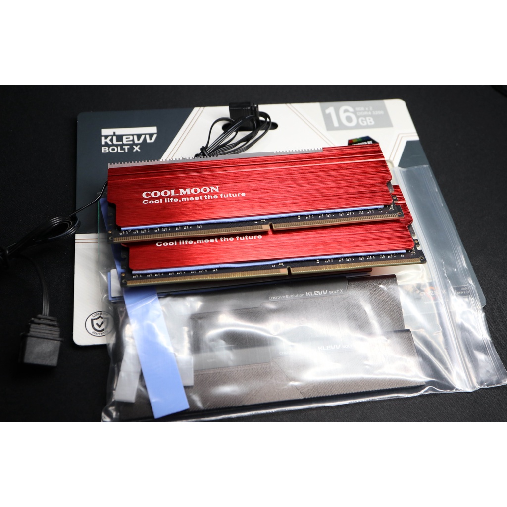 KLEVV BOLT X 16GB (8GBX2) 3200MHz DDR4 RAM PC + Heatsink Coolmoon RGB 5v 3pin (มือสอง)