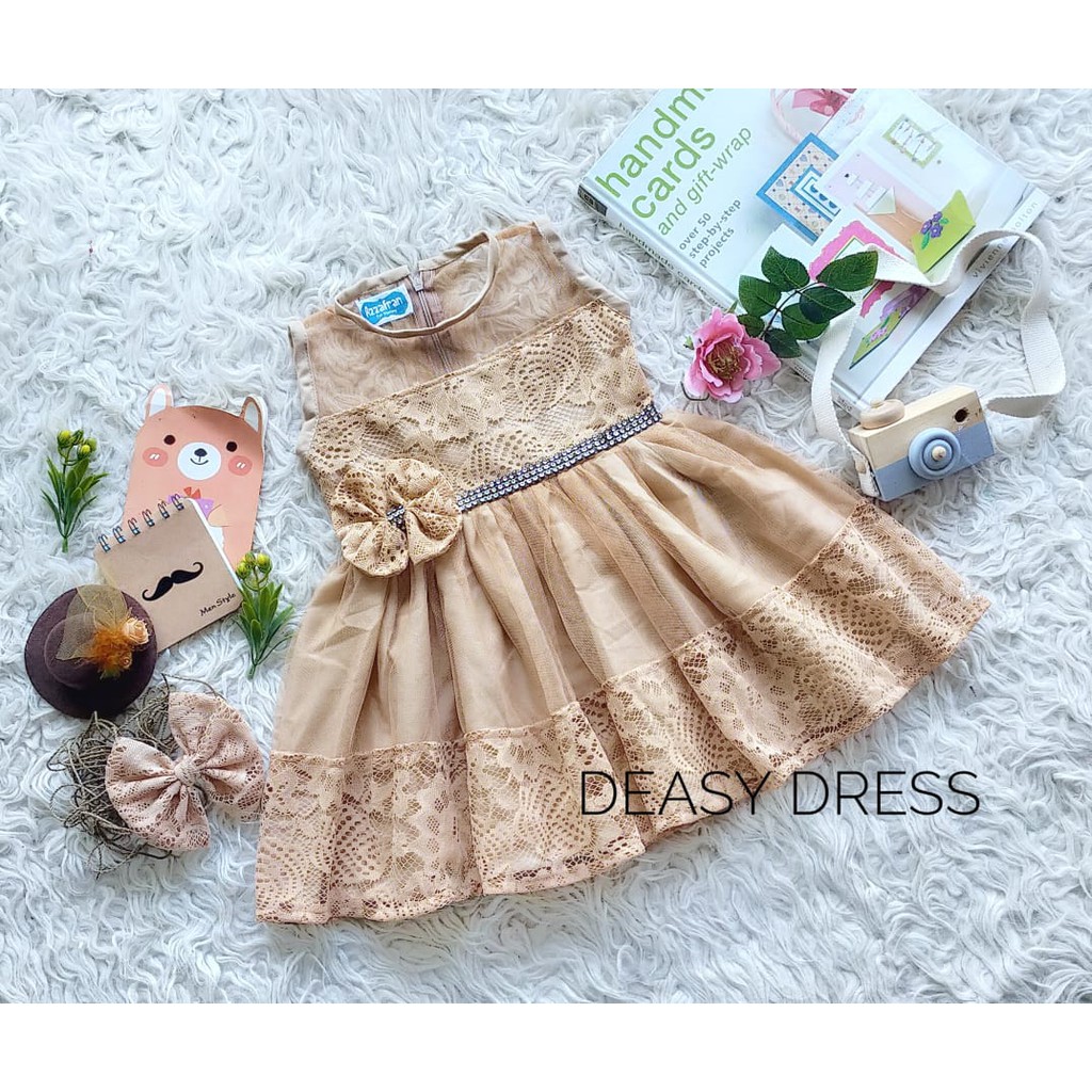 DAEASY CHILDRENS DRESS IN LIGHT BROWN สําหรับ 8-9 YEARS OLD <READYSTOCK>