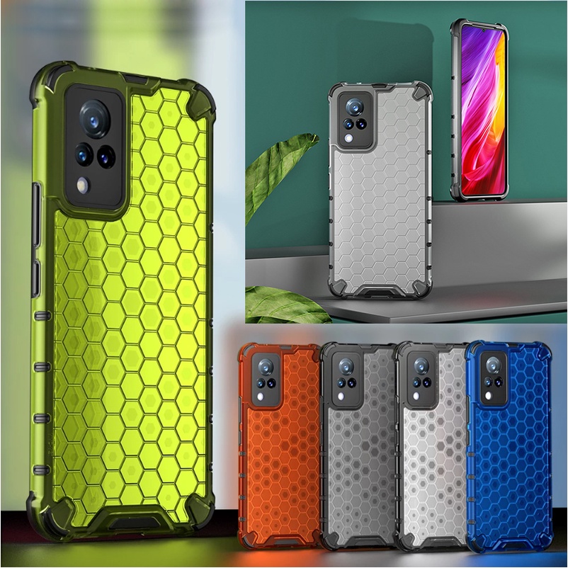 สําหรับ Vivo V21 V21e Y72 5G Y20 Y20i Y20s Y20a Y20g Y11s Y12s Y51 Y31 Y17 Y15 Y12 กรณี Hard PC & ซิลิโคนนุ่มคู่กันกระแทกป้องกันการล่มสลายรังผึ้งฝาครอบป้องกันความร้อน