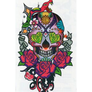 Tattoo Fashion ลาย หัวกะโหลก Skull แท็ททู สติกเกอร์ HM801