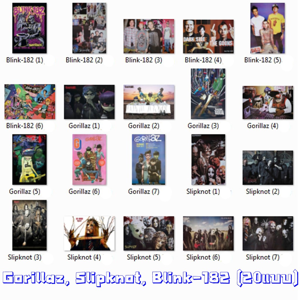 โปสเตอร์ รูปภาพ วงดนตรี Gorillaz, Slipknot, Blink-182 (มี20แบบ) ภาพวงดนตรี โปสเตอร์ติดผนัง โปสเตอร์ส