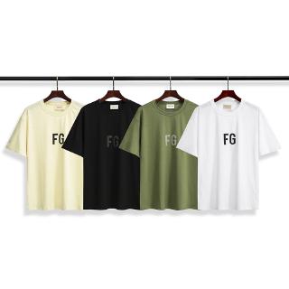 ราคาต่ำสุด!!FEAR OF GOD FOG ผู้ชายและผู้หญิงแฟชั่นลำลองเสื้อยืดแขนสั้นS-3XL