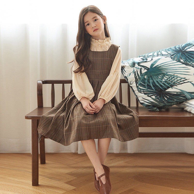 เซท เดรส+เสื้อ สีน้ำตาลครีม วินเทจ / A81 / 650