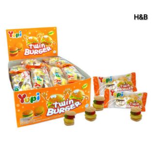 เยลลี่ แฮมเบอร์เกอร์ (24ชิ้น) ตรา Yupi ขนม เจลลี่ Hamburger Jelly ขนมโบราณ