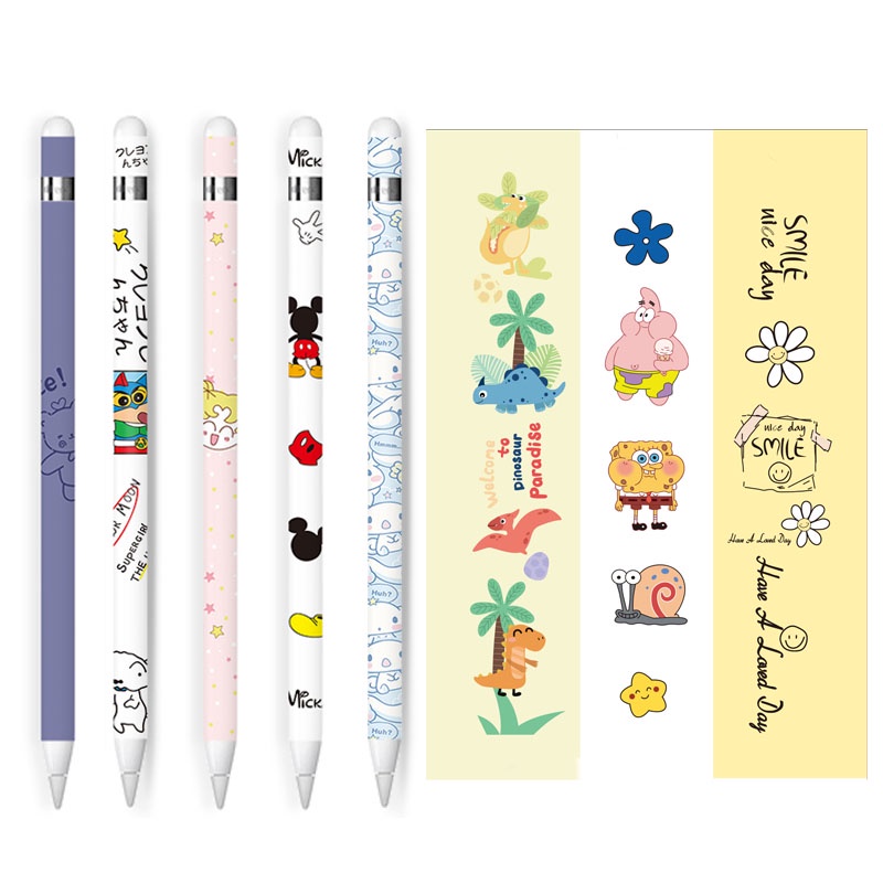 3ชิ้นเข้ากันได้สําหรับแอปเปิ้ลดินสอมือโปร iPad Apple Pencil Pro 2 รุ่นปกป้องกันกรณีซิลิโคนแขนอุปกรณ์ผิวไอแพดดินสอ2nd พลเอก สัมผัสปากกาสไตลัสการ์ตูนทาสีสติกเกอร์กระดา