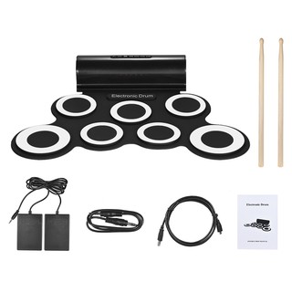 Electric Drum แผ่นกลองไฟฟ้าพกพา พร้อมลำโพง รุ่น G3001 สีดำ