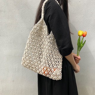พร้อมส่ง 7 สี กระเป๋าเชือกถัก กระเป๋าตาข่าย ไปทะเล P002