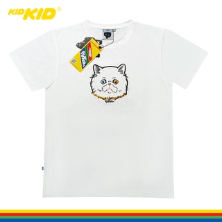 Kidkid(คิดคิด) เสื้อแขนสั้น Limited Edition คิดคิด ลายแมว สีขาว