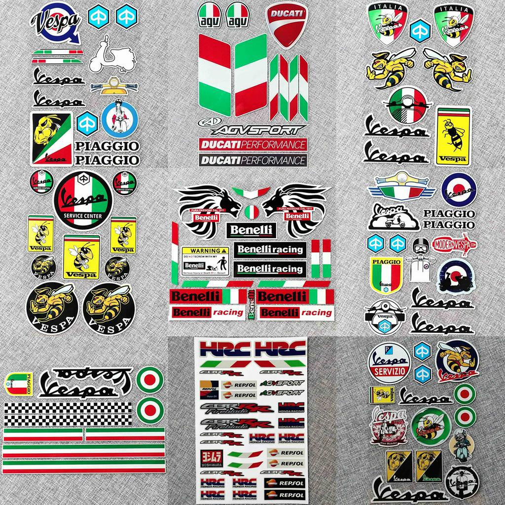 สติกเกอร์สะท้อนแสง ลายหมวกกันน็อค Vespa สําหรับตกแต่งรถจักรยานยนต์