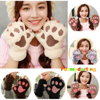 💕Halloween Fluffy Bear/Cat Plush Paw/Claw Glove Novelty Design
