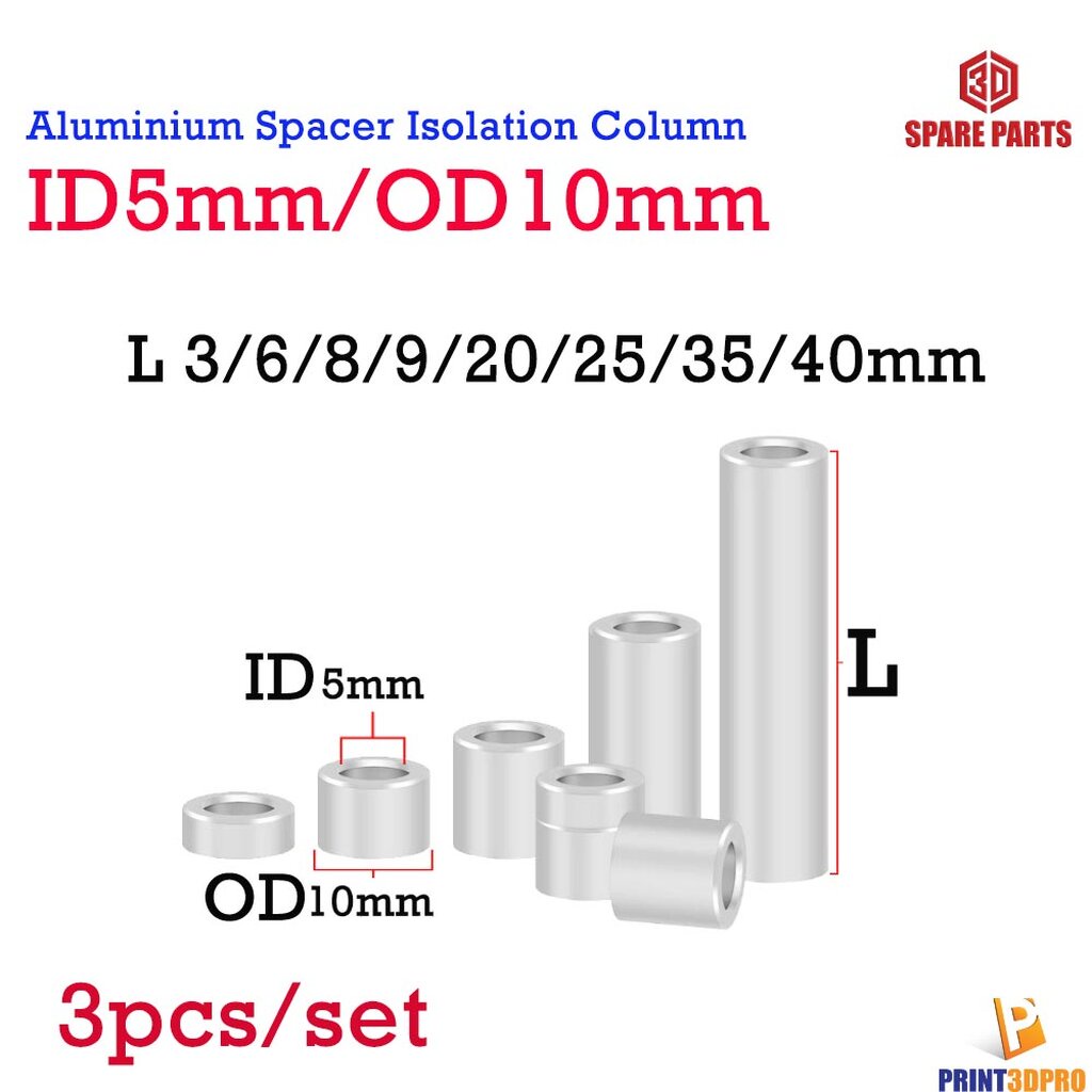 3D Printer Part ID5mm OD10mm Aluminum Spacer Column/Separation Pillar washer Column Non-threaded Spa